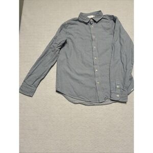 Cozy Earth Gray Button Down Mens Large Striped Long Sleeve